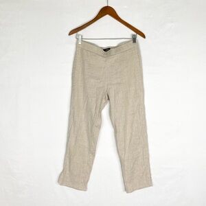 Theory Thorina Tierra Linen Pants Cropped Tan Size‎ 4 High Rise